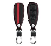 kwmobile Accessoire e Voiture Compatible avec Ford Keyless Go 3-Bouton - Coque de Protection en Simili Cuir - Bande de Couleur Rouge-Noir