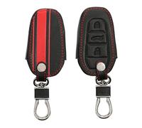 kwmobile Accessoire Clé de Voiture Compatible avec Opel Smartkey (Keyless Go Uniquement) 3-Bouton - Coque de Protection en Simili Cuir - Bande de Couleur Rouge-Noir