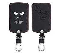 kwmobile Accessoire Clé de Voiture Compatible avec Renault 4-Bouton (Keyless Go uniquement) - Coque de Protection en Simili Cuir - Don't touch my Key blanc-noir
