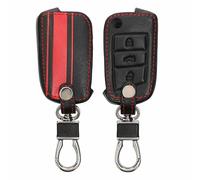 kwmobile Accessoire Clé de Voiture Compatible avec VW Golf 7 MK7 3-Bouton - Coque de Protection en Simili Cuir - Bande de Couleur Rouge-Noir