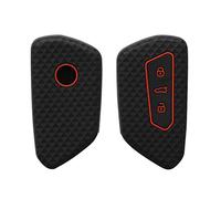 kwmobile Accessoire clé de Voiture Compatible avec VW Golf 8 3-Bouton - Coque en Silicone Souple pour Clef de Voiture Noir-Rouge