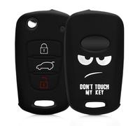 Kwmobile Accessoire Clé De Voiture Pour Hyundai - Coque Pour Clef De Voiture Pliable Hyundai 3-Bouton En Silicone Blanc-Noir - Étui De Protection Souple
