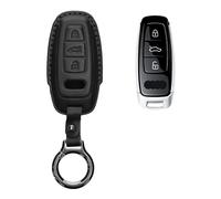 kwmobile Accessoire Clef de Voiture Compatible avec Audi A6 A7 A8 Q7 Q8 Keyless 3-Bouton Coque - Coque clé de Voiture en Cuir véritable avec Porte-clés - Noir