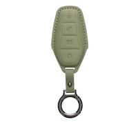 kwmobile Accessoire Clef de Voiture Compatible avec BYD Atto 3 / Sealion / Han / Tang / Dolphin/Seal Coque - Coque e Voiture en Cuir véritable avec Porte-clés - Vert Gris