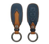 kwmobile Accessoire Clef de Voiture Compatible avec Ford Keyless Go 3-Bouton - Coque de clé de Voiture en Simili Cuir - Bleu Marine-Marron Clair