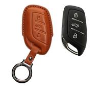 kwmobile Accessoire Clef de Voiture Compatible avec MG 3-Touches ZS MG4 MG5 MG6 Coque - Coque clé de Voiture en Cuir véritable avec Porte-clés - Marron