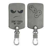kwmobile Accessoire Clef de Voiture Compatible avec Renault 4-Bouton (Keyless Go Uniquement) - Coque de e Voiture en Nubuck - Don't Touch My Key Gris