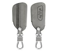 kwmobile Accessoire Clef de Voiture Compatible avec VW Golf 8 3-Bouton - Coque de Clé de Voiture en Nubuck - Bande de Couleur Gris