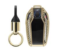 kwmobile Boitier clé Voiture Compatible avec BMW avec écran Coque - Coque Silicone Clef de Voiture étui de Protection avec Porte-clés - doré-Noir