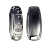 kwmobile Boitier Clef Voiture Compatible avec Audi A6 A7 A8 Q7 Q8 Keyless 3 Boutons - Coque en Silicone de Clef de Voiture - Étui de Protection Gris foncé-argenté
