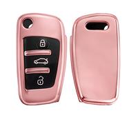 kwmobile Boitier Clef Voiture Compatible avec Audi Clé 3-Touches - Coque en Silicone de Clef de Voiture - Étui de Protection Or rosé Haute Brillance