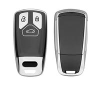 kwmobile Boitier Clef Voiture Compatible avec Audi Smart Key 3 Boutons (Keyless Go) - Coque en Silicone de Clef de Voiture - Étui de Protection Argent Haute Brillance