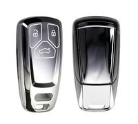kwmobile Boitier Clef Voiture Compatible avec Audi Smart Key 3 Boutons (Keyless Go) - Coque en Silicone de Clef de Voiture - Étui de Protection Gris foncé-argenté