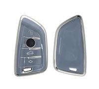 kwmobile Boitier Clef Voiture Compatible avec BMW Smart Key 3-Bouton - Coque en Silicone de Clef de Voiture - Étui de Protection Bleu-argenté