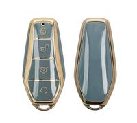 kwmobile Boitier Clef Voiture Compatible avec BYD Atto 3 / Sealion/Han/Tang/Dolphin/Seal - Coque en Silicone de Clef de Voiture - Étui de Protection Bleu-doré