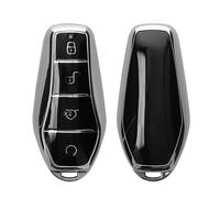 kwmobile Boitier Clef Voiture Compatible avec BYD Atto 3 / Sealion/Han/Tang/Dolphin/Seal - Coque en Silicone de Clef de Voiture - Étui de Protection Argent Haute Brillance