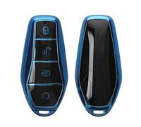 kwmobile Boitier Clef Voiture Compatible avec BYD Atto 3 / Sealion/Han/Tang/Dolphin/Seal - Coque en Silicone de Clef de Voiture - Étui de Protection Bleu Haute Brillance