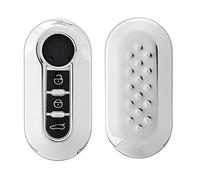 kwmobile Boitier Clef Voiture Compatible avec Fiat Lancia 3-Bouton - Coque en Silicone de Clef de Voiture - Étui de Protection Argent Haute Brillance