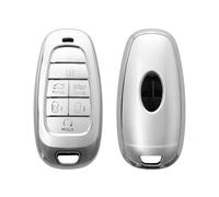 kwmobile Boitier Clef Voiture Compatible avec Hyundai 7-Boutons Ioniq 5 Tucson NX4 Santafe - Coque en Silicone de Clef de Voiture - Étui de Protection Mat argenté