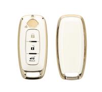kwmobile Boitier Clef Voiture Compatible avec Nissan 3-Boutons Ariya B6 B9 X-Trail T33 Qashqai - Coque en Silicone de Clef de Voiture - Étui de Protection Blanc-doré