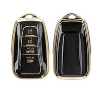 kwmobile Boitier Clef Voiture Compatible avec Toyota 4-Boutons 2018-2024 RAV4 Avalon Camry C-HR Prius - Coque en Silicone de Clef de Voiture - Étui de Protection Noir-doré