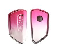kwmobile Boitier Clef Voiture Compatible avec VW Golf 8 3-Bouton - Coque en Silicone de Clef de Voiture - Étui de Protection Rose Clair Mat-argenté