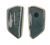 kwmobile Boitier Clef Voiture Compatible avec VW Golf 8 5 Boutons Seat Leon MK4 Tarraco Atec - Coque en Silicone de Clef de Voiture - Étui de Protection Bleu-doré