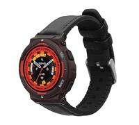 kwmobile Bracelet compatible avec Amazfit Active Edge (A2212) / Active Edge (A2213) bracelet - Bracelet de rechange en cuir véritable et silicone - noir