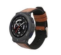 kwmobile Bracelet compatible avec Amazfit Active Edge (A2212) / Active Edge (A2213) bracelet - Bracelet de rechange en cuir véritable et silicone - marron-noir