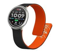 kwmobile Bracelet compatible avec Amazfit Active2 (A2437) bracelet - Accessoire de rechange pour fitness tracker en silicone - noir-orange