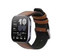kwmobile Bracelet compatible avec Amazfit Bip 6 bracelet - Bracelet de rechange en cuir véritable et silicone - marron-noir