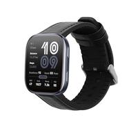 kwmobile Bracelet compatible avec Amazfit Bip 6 bracelet - Bracelet de rechange en cuir véritable et silicone - noir