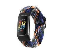 kwmobile Bracelet compatible avec Fitbit Charge 5 - Bracelets de rechange en nylon pour fitness tracker - bleu foncé-jaune-gris