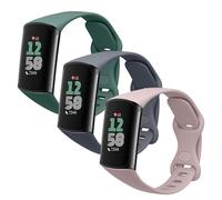 kwmobile Bracelet compatible avec Fitbit Charge 6 / Charge 5 bracelet - 3x bracelet de rechange en silicone pour fitness tracker