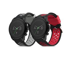 kwmobile Bracelet compatible avec Fossil Gen 6 Men's Smartwatch bracelet - 2x bracelet de rechange en silicone pour fitness tracker