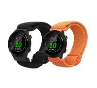 kwmobile Bracelet compatible avec Garmin Forerunner 55 / Forerunner 165/245 / 645/570 42mm bracelet - 2x bracelet de rechange en nylon pour fitness tracker - noir-orange