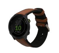 kwmobile Bracelet compatible avec Garmin Forerunner 55 bracelet - Bracelet de rechange en cuir véritable et silicone - marron-noir