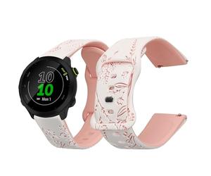 kwmobile Bracelet compatible avec Garmin Forerunner 55 / Forerunner 165/245 / 645/570 42mm bracelet - Bracelet de rechange pour fitness tracker en silicone - blanc-rose ancien