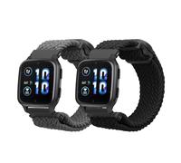 kwmobile Bracelet compatible avec Garmin Venu Sq 2 Music/Sq 2 bracelet - 2x bracelet de rechange en nylon pour fitness tracker - noir-gris