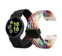 kwmobile Bracelet compatible avec Garmin vivoactive 5 / active 5 bracelet - 2x bracelet de rechange en nylon pour fitness tracker - noir-multicolore