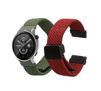 kwmobile Bracelet compatible avec Huami 22mm Amazfit Bip 6 / Bip 5 Unity/Bip 5 / GTS 3 / Balance 2 / Helio bracelet - 2x bracelet de rechange en nylon pour fitness tracker - rouge-noir-vert foncé