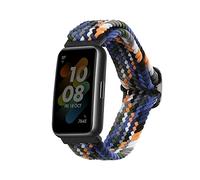 kwmobile Bracelet Compatible avec Huawei Band 7 - Bracelets de Rechange en Nylon pour Fitness Tracker - Bleu foncé-Jaune-Gris
