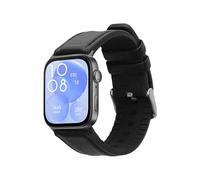 kwmobile Bracelet compatible avec Huawei Watch Fit 3 / Fit 4 bracelet - Bracelet de rechange en cuir véritable et silicone - noir