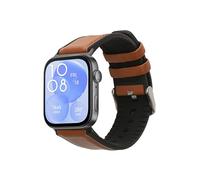 kwmobile Bracelet compatible avec Huawei Watch Fit 3 / Fit 4 bracelet - Bracelet de rechange en cuir véritable et silicone - marron-noir