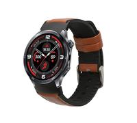 kwmobile Bracelet compatible avec OnePlus Watch 3/2 / 2R / Oppo Watch X2 bracelet - Bracelet de rechange en cuir véritable et silicone - marron-noir