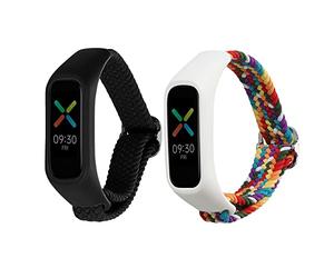 kwmobile Bracelet compatible avec Oppo Band Sport bracelet - 2x bracelet de rechange en nylon pour fitness tracker - noir-multicolore