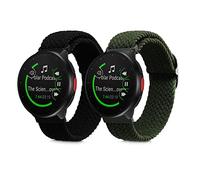 kwmobile Bracelet Compatible avec Polar Pacer/Pacer Pro/Ignite - 2X Bracelet de Rechange en Nylon Noir-Vert pour Fitness Tracker