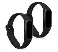 kwmobile Bracelet Compatible avec Samsung Galaxy Fit (SM-R370) - Set 2X Bracelet de Rechange en Silicone pour Fitness Tracker - Noir