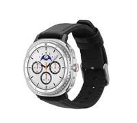 kwmobile Bracelet compatible avec Samsung Galaxy Watch 8 Galaxy/Galaxy Watch 8 Classic 46mm bracelet - Bracelet de rechange en cuir véritable et silicone - noir