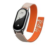 kwmobile Bracelet compatible avec Xiaomi Mi Band 10 / Mi Band 9/8 bracelet - Accessoire de rechange pour fitness tracker en silicone - blanc-orange